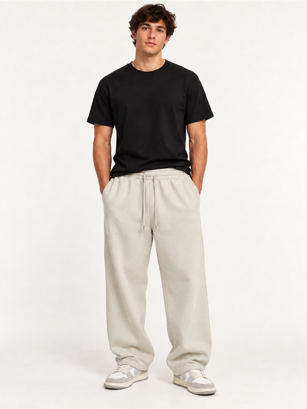 Hollister Feel Good Baggy Sweatpants Cream NWT SZ L Athleisure
